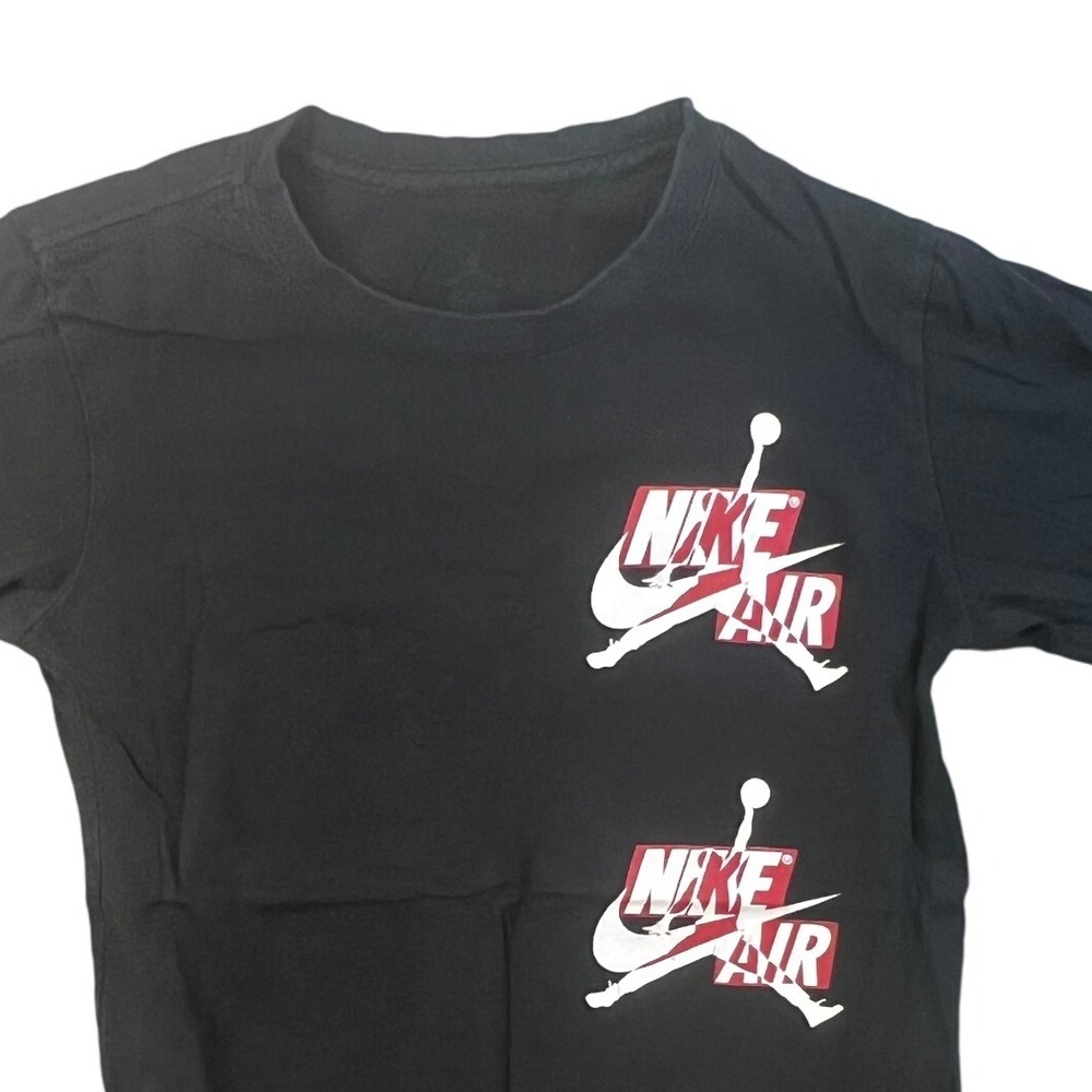 Nike Air Jordan Graphic T Shirt Black Double‎ Jumpman Logo Youth Size Large J4